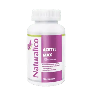 NATURALICO Acetyl Max 1300 мг Ацетил L-Карнитин - 60 капсули, 30 дози