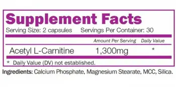 NATURALICO Acetyl Max 1300 мг Ацетил L-Карнитин - 60 капсули, 30 дози