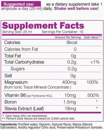 NATURALICO Ionic Magnesium with Stevia Течен Магнезий - 20 шота x 25 мл, 20 дози
