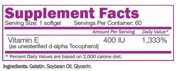 NATURALICO Natural Vitamin E 400 IU Витамин Е - 60 гел капсули, 60 дози