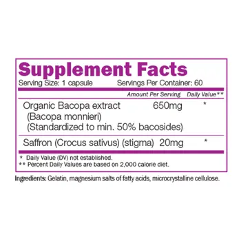 NATURALICO Organic Bacopa Екстракт от Bacopa Monnieri - 60 капсули, 60 дози