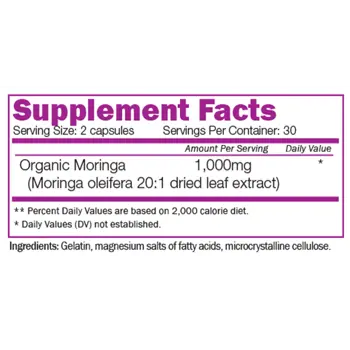 NATURALICO Organic Moringa Моринга - 60 капсули, 30 дози