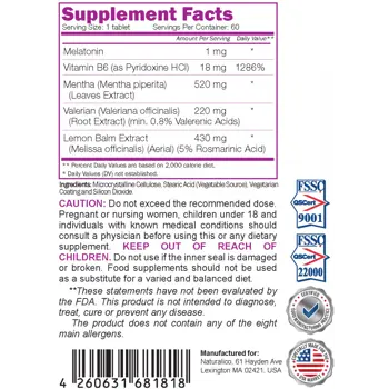 NATURALICO Sleep Aid Формула за Сън - 60 таблетки, 60 дози
