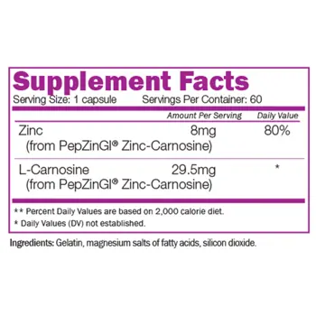 NATURALICO Zinc L-Carnosine Цинк L-Карнозин - 60 капсули, 60 дози
