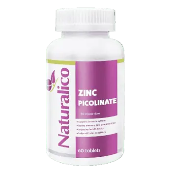 NATURALICO Zinc Picolinate 50 мг Цинк Пиколинат - 60 таблетки, 60 дози