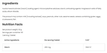 OstroVit Niacin 250 No-Flush Ниацин без флаш ефект