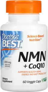 Doctor's Best NMN 300 mg + CoQ10 100 mg За клетъчно здраве и енергия х 60 веге капсули
