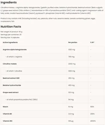 OstroVit N.O. Booster Extreme Предтренировъчен комплекс с 8 активни съставки х 80 капсули