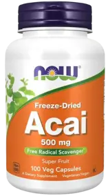 NOW Foods Acai 500 мг Акай - 100 вег капсули, 50 дози