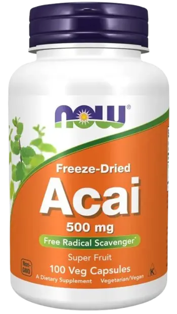 NOW Foods Acai 500 мг Акай - 100 вег капсули, 50 дози