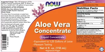 NOW Foods Aloe Vera Concentrate Алое Вера в Течна Форма - 118 милилитра, 236 дози