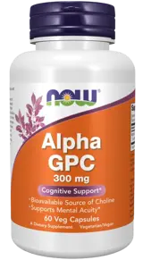 NOW Foods Alpha GPC 300 мг Алфа-Глицилфосфорилхолин - 60 веге капсули, 30 дози