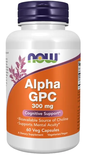 NOW Foods Alpha GPC 300 мг Алфа-Глицилфосфорилхолин - 60 веге капсули, 30 дози
