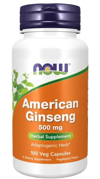 NOW Foods American Ginseng 500 мг Американски Жен-шен - 100 веге капсули, 50 дози