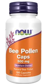 NOW Foods Bee Pollen 500 мг Пчелен Прашец - 100 капсули, 50 дози