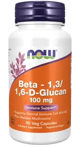 NOW Foods Beta 1,3/1,6 - D - Glucan 100 мг Бета-Глюкан - 90 веге капсули, 90 дози