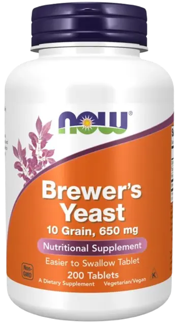 NOW Foods Brewer's Yeast 650 мг Бирена Мая - 200 таблетки, 66 дози