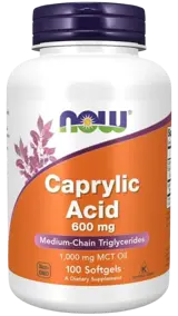 NOW Foods Caprylic 600 мг Acid Каприлова Киселина - 100 гел капсули, 100 дози