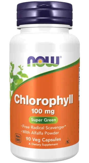 NOW Foods Chlorophyll 100 мг Хлорофил - 90 веге капсули, 90 дози