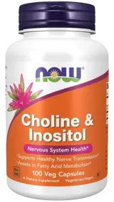 NOW FOODS Choline & Inositol 500 мг Холин и Инозитол - 100 веге капсули, 100 дози