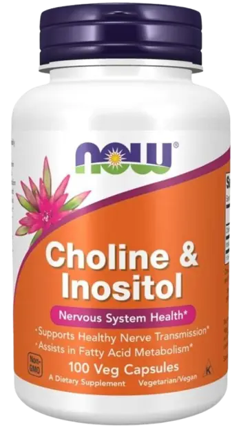 NOW FOODS Choline & Inositol 500 мг Холин и Инозитол - 100 веге капсули, 100 дози