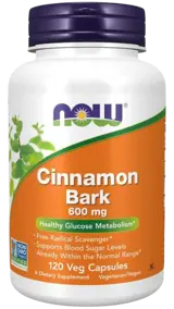 NOW Foods Cinnamon Bark 600 мг Канела - 120 веге капсули, 60 дози