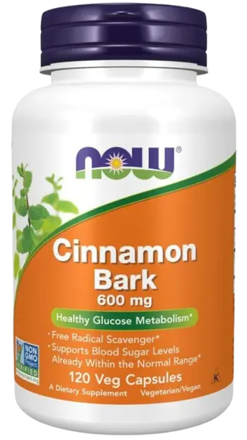NOW Foods Cinnamon Bark 600 мг Канела - 120 веге капсули, 60 дози
