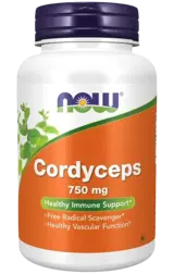 NOW Foods Cordyceps 750 мг Кордицепс - 90 веге капсули, 45 дози