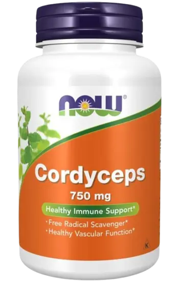 NOW Foods Cordyceps 750 мг Кордицепс - 90 веге капсули, 45 дози