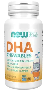 NOW Foods DHA 100 мг Kid's Chewable Рибено Масло за Деца - 60 гел капсули, 30 дози