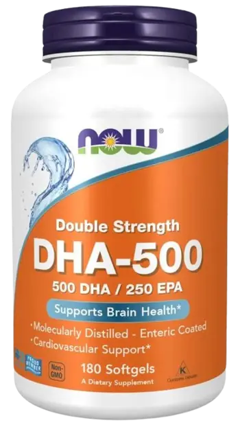 NOW Foods DHA 500 мг Double Strength Рибено Масло Докохексаенова Киселина
