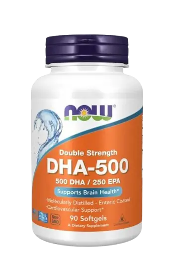 NOW Foods DHA 500 мг Double Strength Рибено Масло Докохексаенова Киселина
