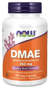 NOW Foods DMAE 250 мг Диметиламиноетанол - 100 веге капсули, 100 дози