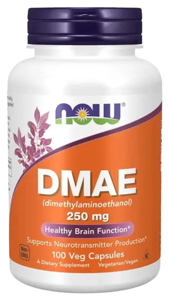 NOW Foods DMAE 250 мг Диметиламиноетанол - 100 веге капсули, 100 дози