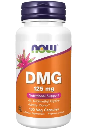 NOW Foods DMG 125 мг Диметилглицин - 100 вег капсули, 100 дози