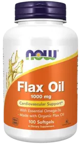 NOW Foods Flax Oil Organic 1000 мг Ленено Масло