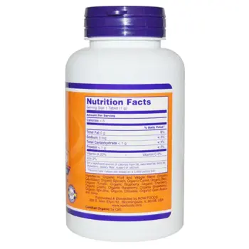 NOW Foods Fruit & Greens Organic 1000 мг - 120 таблетки, 120 дози