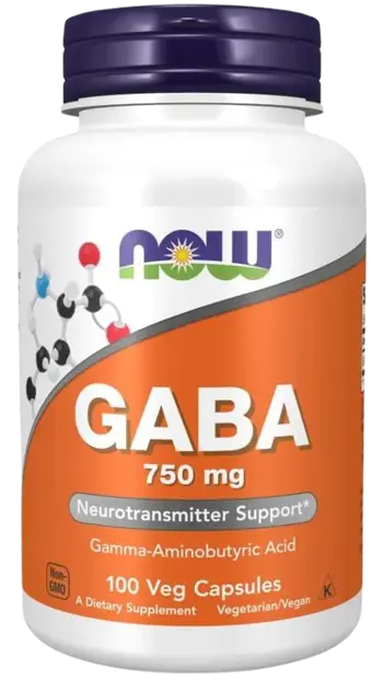 NOW Foods GABA 750 мг Гама Аминобутирова Kиселина