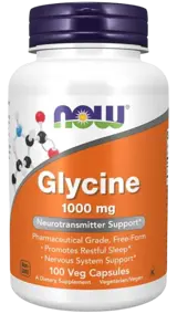 NOW Foods Glycine 1000 мг Глицин - 100 веге капсули, 33 дози