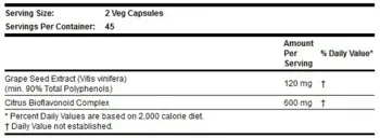 NOW Foods Grape Seed Antioxidant 60 мг Гроздово Семе - 90 веге капсули, 45 дози