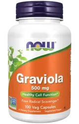 NOW Foods Graviola 500 мг Гравиола - 100 веге капсули, 50 дози