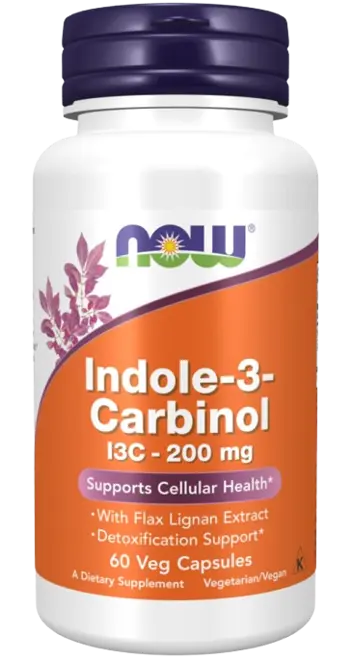 NOW Foods Indole-3-Carbinol (I3C) 200 мг Индол 3-Карбинол - 60 веге капсули, 60 дози