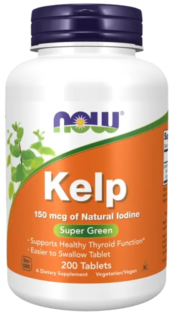 NOW Foods Kelp of Natural Iodine 150 мкг Йод - 200 таблетки, 200 дози