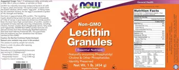 NOW Foods Lecithin Granules Non-GMO Лецитин - 454 грама, 45 дози
