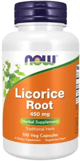 NOW Foods Licorice Root 450 мг Сладък Kорен - 100 веге капсули, 50 дози