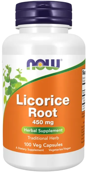 NOW Foods Licorice Root 450 мг Сладък Kорен - 100 веге капсули, 50 дози