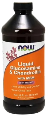 NOW Foods Liquid Glucosamine & Chondroitin with MSM Комплекснa Формулa за Стави - 473 мл, 32 дози