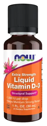 NOW Foods Liquid Vitamin D-3 Extra Strength 1000 IU per drop Витамин D на Kапки Спрей - 30 мл, 1071 дози