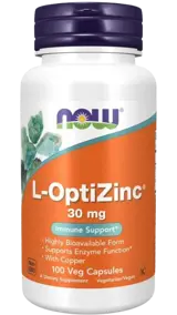 NOW Foods L-Opti Zinc® 30 мг Цинк Монометионин  - 100 веге капсули, 100 дози