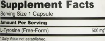 NOW Foods L-Tyrosine 500 мг L-Тирозин - 120 капсули, 120 дози